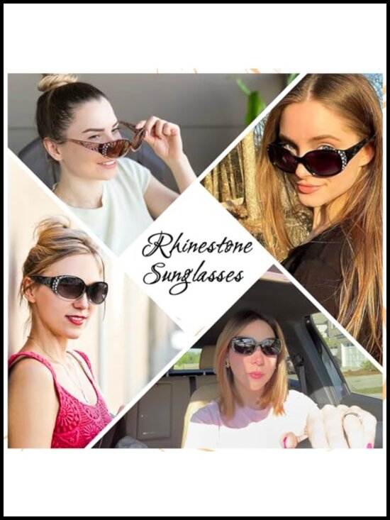 Polarized Rhinestone Wrap Around Sunglasses UV400 Protection main image 4